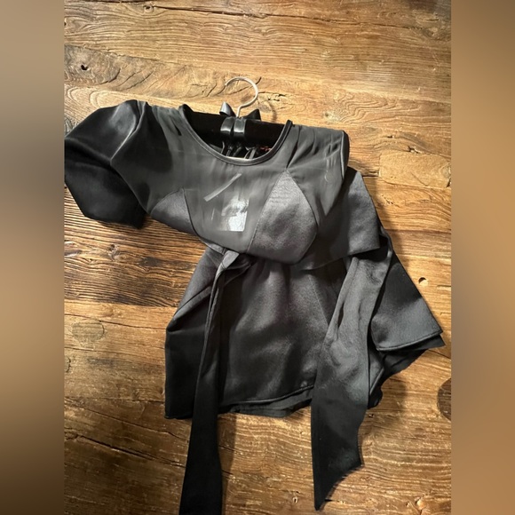 🌸Petite Kate Moss TopShop size 2 Silky Satin Jumper with plunging and Chiffon🌸 - Picture 8 of 15
